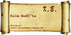 Kolm Beáta névjegykártya