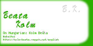 beata kolm business card